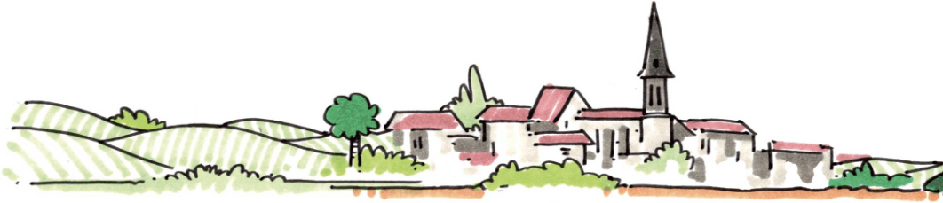 Illustration aquarelle village Vigneron en transition